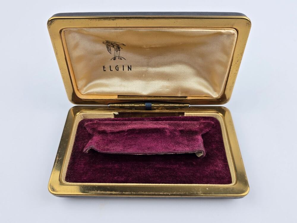 Vintage Elgin women's / ladies empty watch box Velvet liner built-in stand